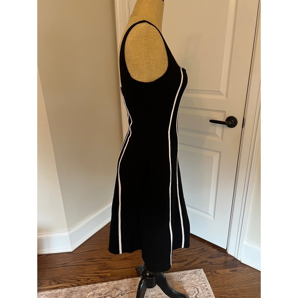 Anthropologie Maeve Little Black Dress White Piping Stretchy Pockets NWT Size 8 - Picture 6 of 16